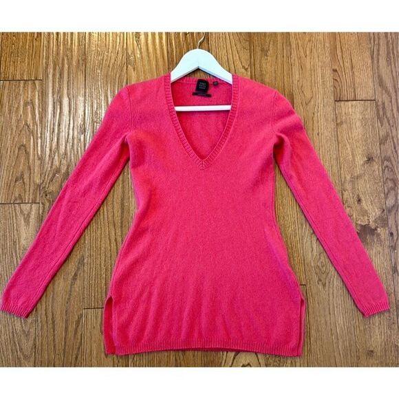 Saks 5th Avenue 100% cashmere pink neck sweater xs - Picture 3 of 11